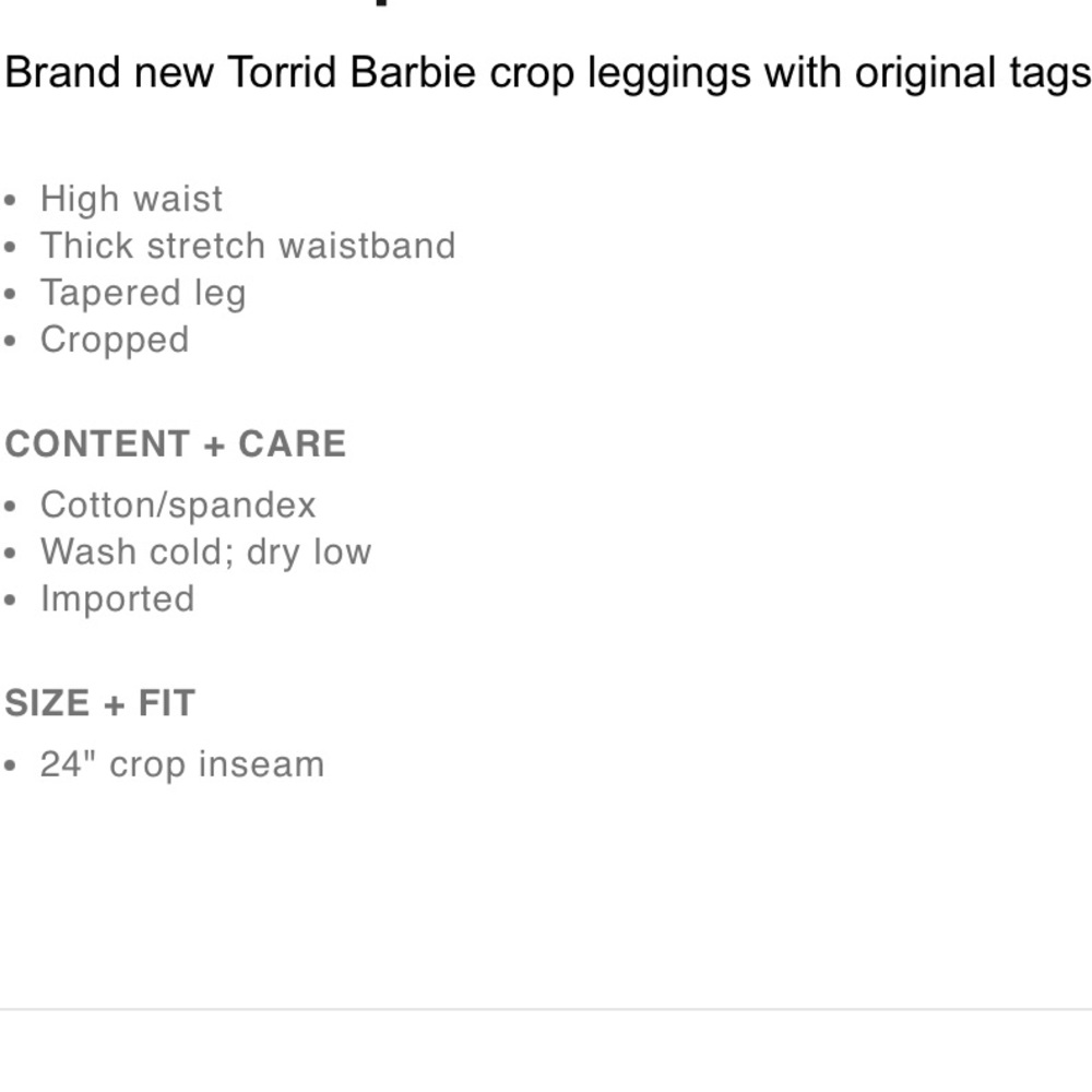 LOWEST🌺 NWT TORRID 2X BLACK CROP with BARBIE SCRIPT LEGGING PANTS - Picture 9 of 14